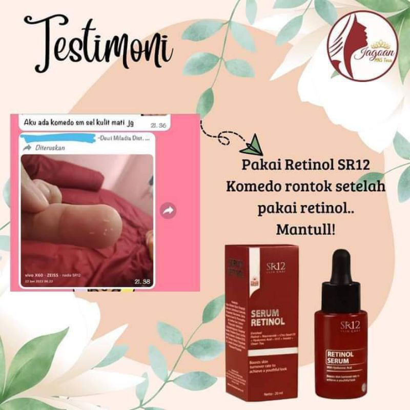 Retinol Serum SR12 Serum Wajah Retinol Mengatasi Jerawat Komedo Flek Hitam Melembabkan Mencerahkan Kulit Muka Original 100%