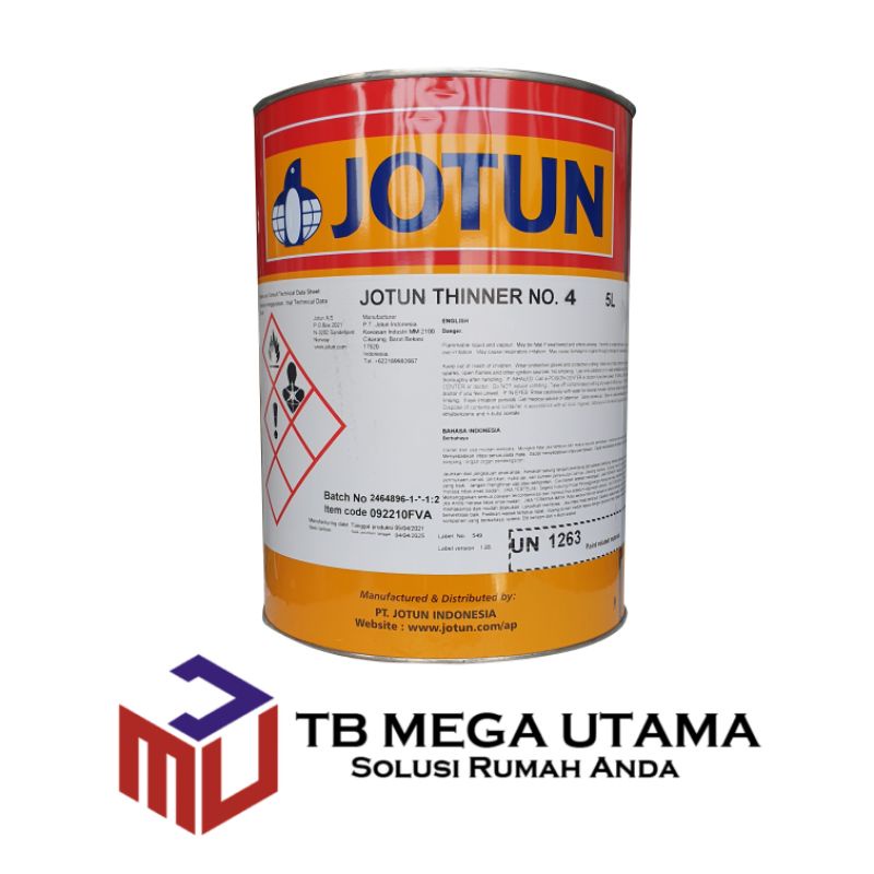 

Jotun Thinner No. 4 Kemasan 5 Liter | Pengencer Cat Minyak dan Alkyd