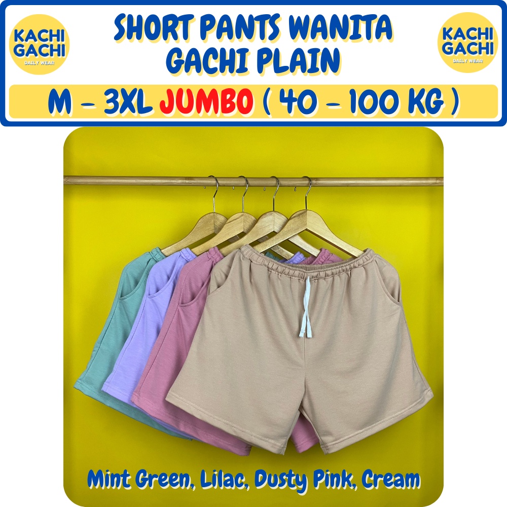 Celana Pendek Wanita Jumbo / Celana Santai Wanita / Celana Kolor Wanita / Short Pants Wanita Big Size - Gachi Plain