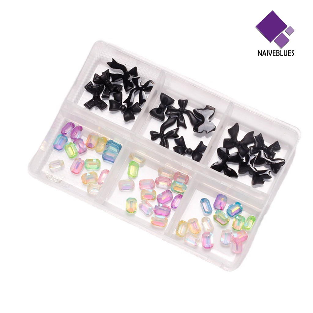 Naiveblue &gt; Ornamen 3D Bentuk Beruang / Bunga / Hati / Pita Bahan Resin Untuk Dekorasi Nail Art / Manicure