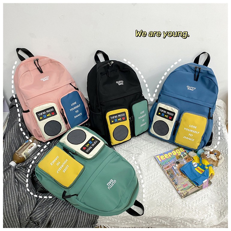 TB-86 tas ransel backpack sekolah kampus besar mp3 import korea jepang pastel