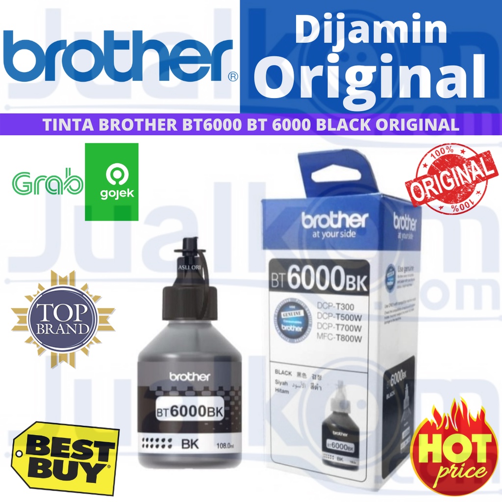 Tinta Printer Brother BT6000 BT 6000 Black Original