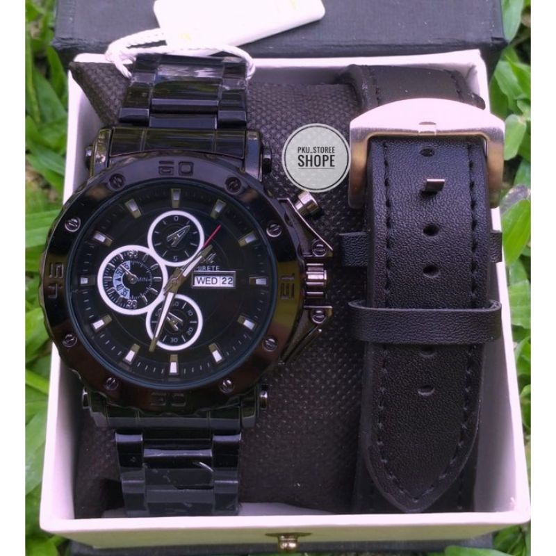 (BEST SELLER) Jam Tangan Mirete Sport Original Tanggal Hari Aktif Free  Tali Kulit | Jam Tangan Pria Analog Mirete Original | Jam Tangan Kasual Analog Stral Stainles Steel Tahan Air Free Box , FREE TALI kulit _ JAM Tangan Pria Mirete