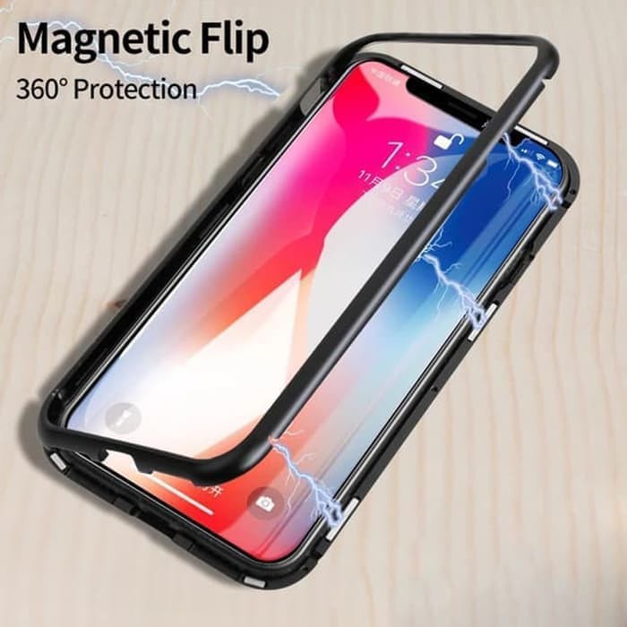 Case Magnetic FOR IPHONE XS MAX  Premium 2 in 1 Glass Transparant ACC