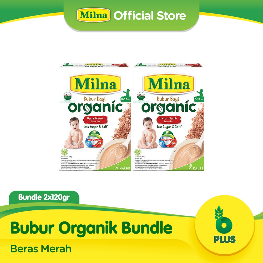 Milna Bubur Organik 6+ Beras Merah 120G (2 Pack)