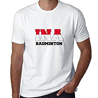 Premium T-shirt INA BADMINTON - Kaos Badminton Indonesia - Kaos Bulutangkis - Kaos Design sendiri