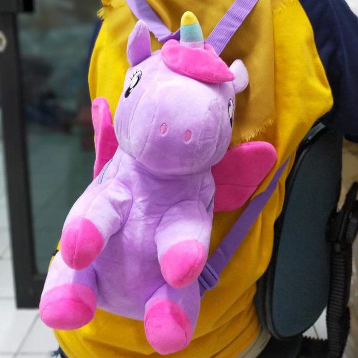 NEW Tas Ransel Unicorn/backpack unicorn/tas boneka/tas anak lucu/kado tas - Ungu