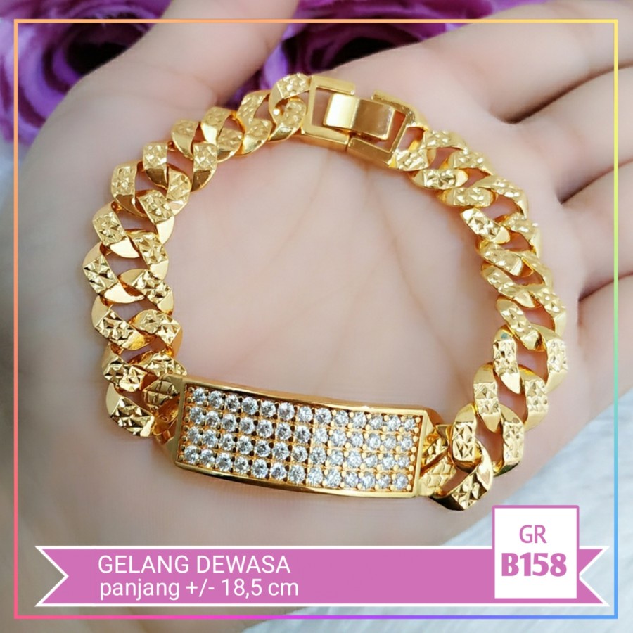 Gelang xuping gelang dewasa permata full rantai sisik naga perhiasan wanita lapis emas gold B158