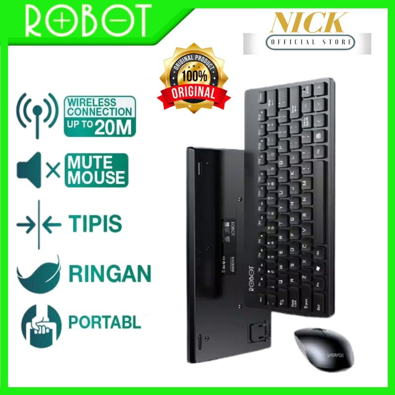 Keyboard  Wireles Robot KM3000 Combo Optical Mouse Receiver Usb