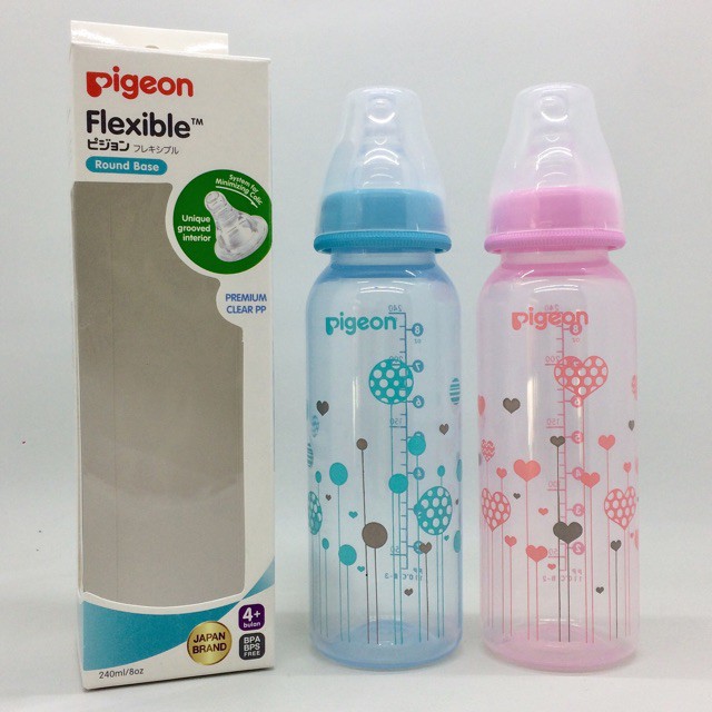 Pigeon Flexible 4+ Bulan 240ml Clear PP Bottle Biru / Pink