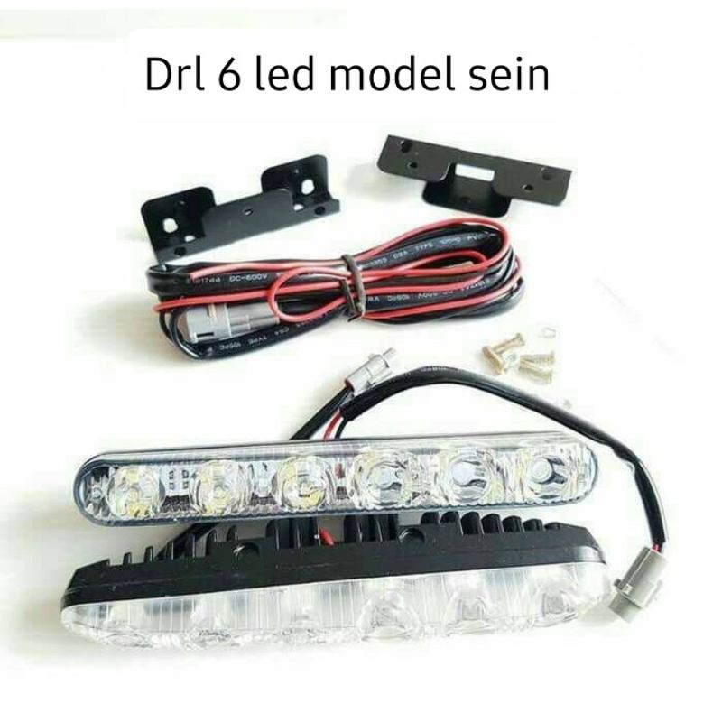 Lampu DRL mobil 6 mata led model sein