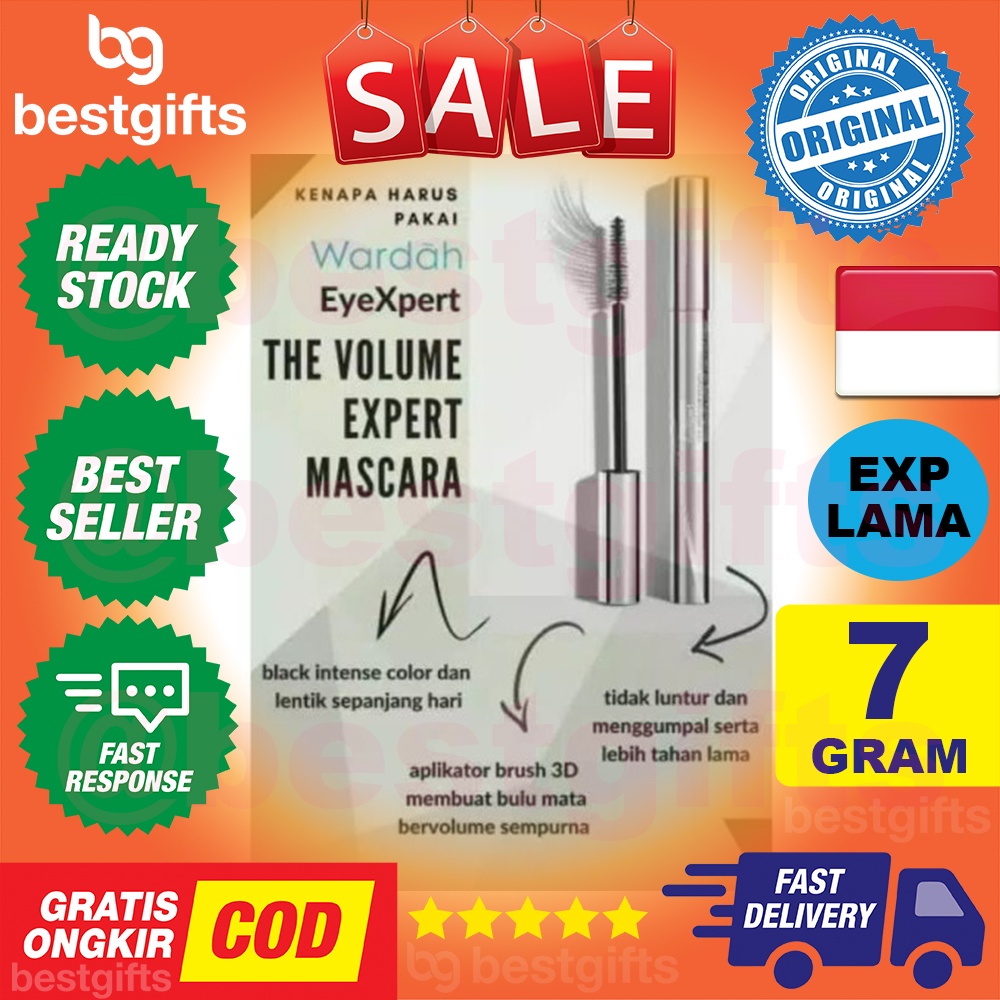 WARDAH THE VOLUME EXPERT MASCARA EYEXPERT WATERPROOF MASKARA BULU MATA TEBAL ANTI AIR BLACK 7 GRAM