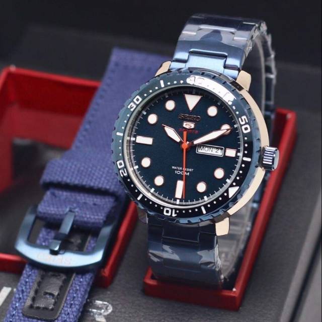 SEIKO 5 KW FREE TALI CANVAS JAM TANGAN PRIA