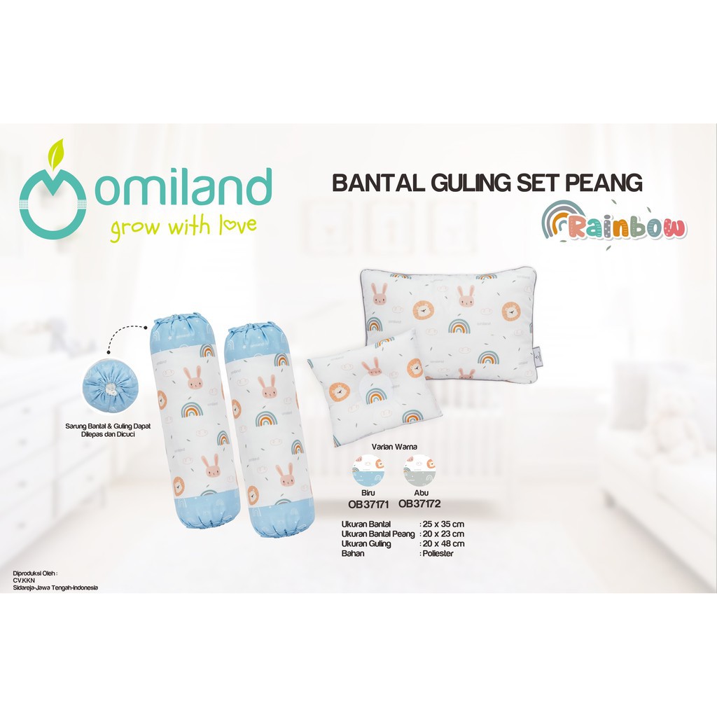 ♥BabyYank♥ Omiland Bantal Guling Bayi Set Peang Rainbow Series Bahan Halus Tidak Berbulu - OB37171-2