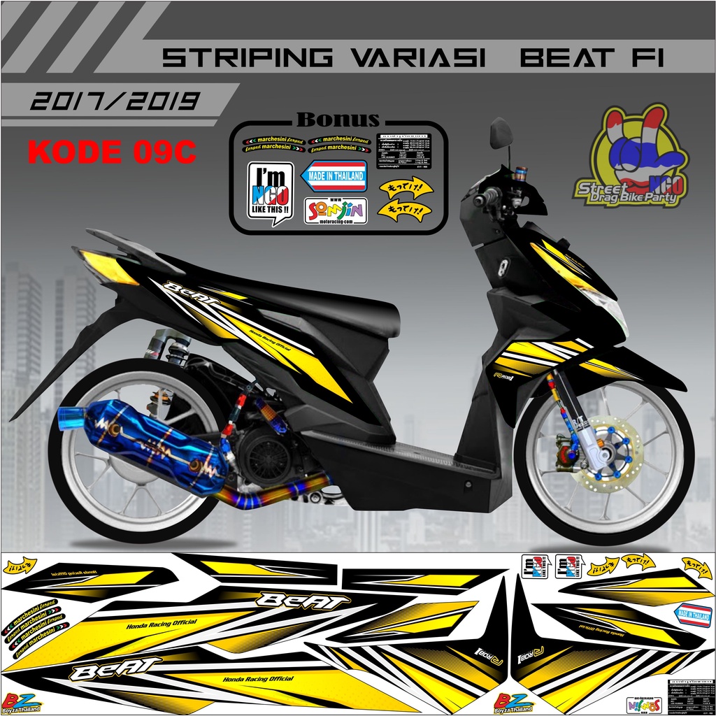 Striping Beat motif variasi stiker lis variasi motor beat 9