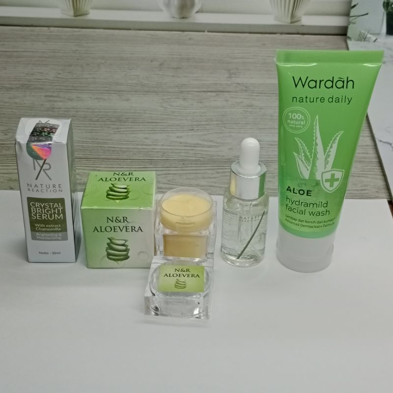 Serum NR Nature Reaction 3in1(Paket Facial Wash Wardah Hydramild+Serum NR+Cream N&amp;R Beauty