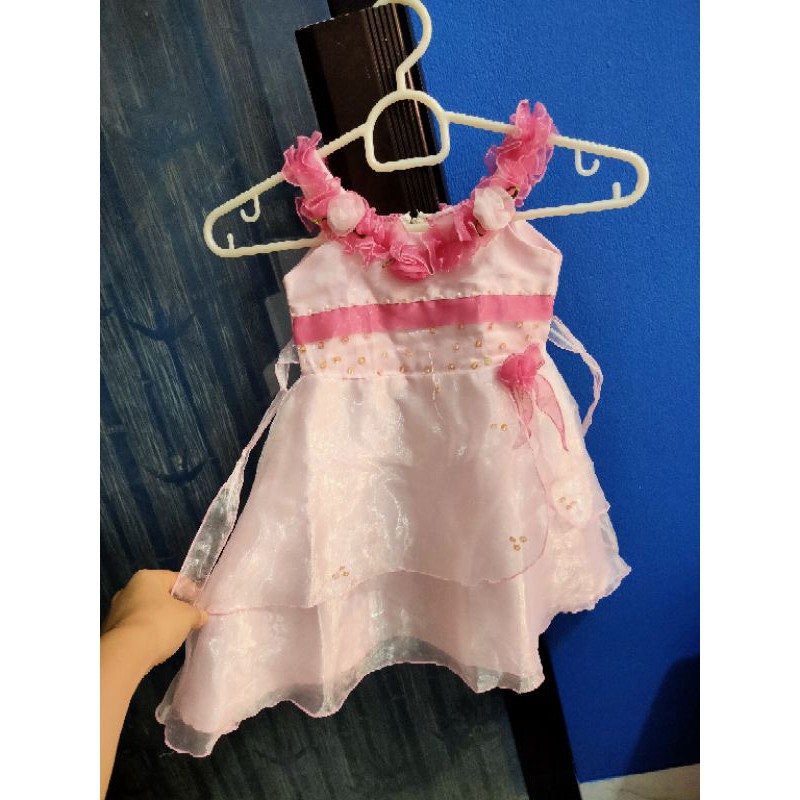 Baju Dress Pink Adem tidak gatal umur 1-3 tahun