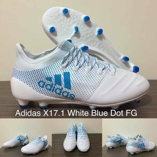 Adidas X17.1 White Blue Dot FG