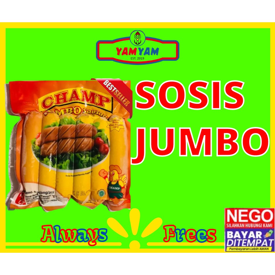 

Sosis Champ Jumbo Ayam isi 6 500gr 500gram Premium Beku Goreng Siap Makan Murah isi Banyak Halal