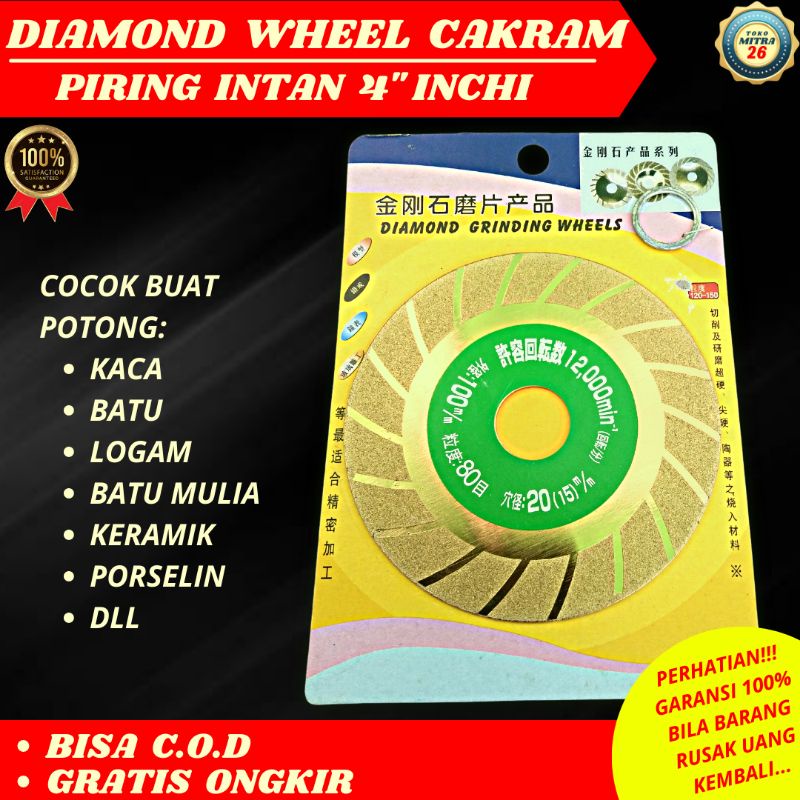 Diamond Wheel Turbo / Mata Grinda Potong Keramik Kaca Batu Porselen Pipa Stainles / Cakram Piring In