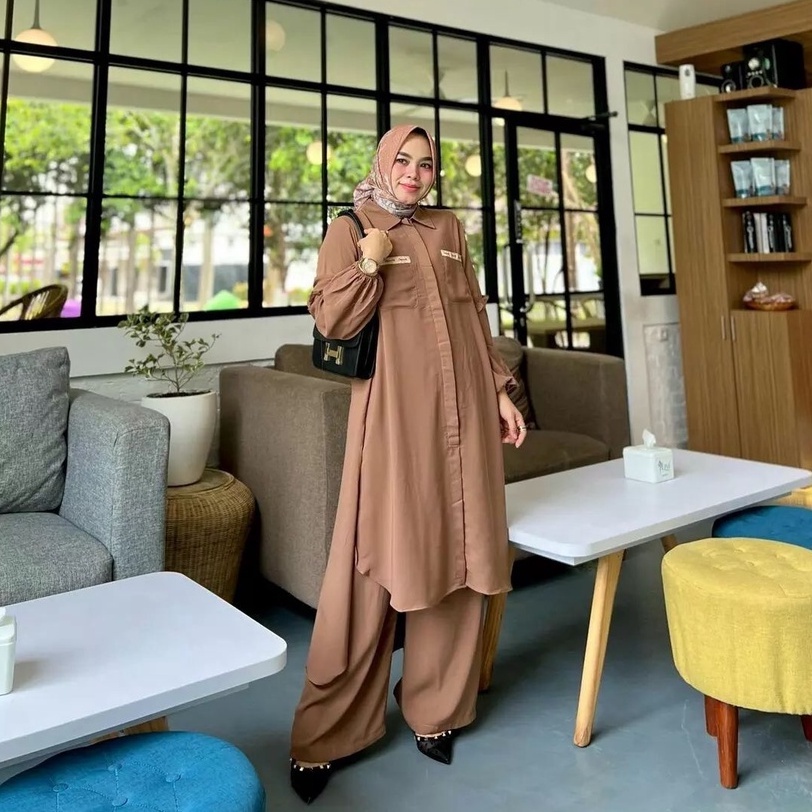 Kanaya set - tunik set / tunik setelan celana terbaru / tunik setelan / tunik setelan celana terbaru dress muslim / atasan tunik wanita / tunik wanita / tunik terbaru / one set kemeja dan celana / one set celana kulot / setelan kulot wanita kekinian / set