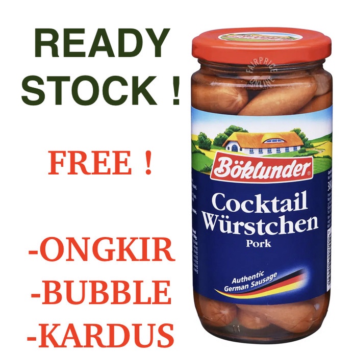 

Ready stock Boklunder German Sausages - Pork (Cocktail) 380g (36 per pack) / Sosis