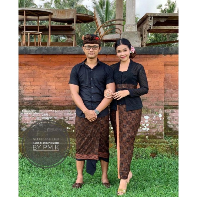 couple batik klasik Kamen lembaran + Obi + saput + udeng setengah jadi