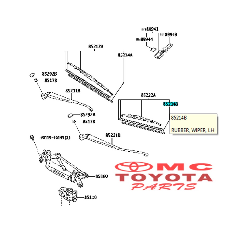 Karet Rubber Wiper Depan Kiri Toyota Yaris Vios Limo 85214-0D240