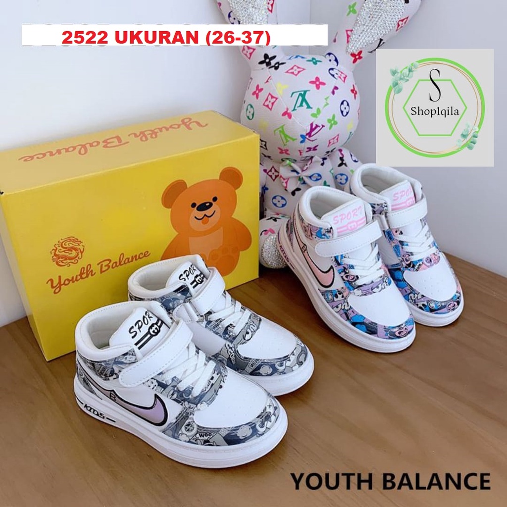 sepatu anak cewek sneakers youth balance import 2525 (26-37)... || COD || kualitas import nyaman di pakai dan awet, termurah