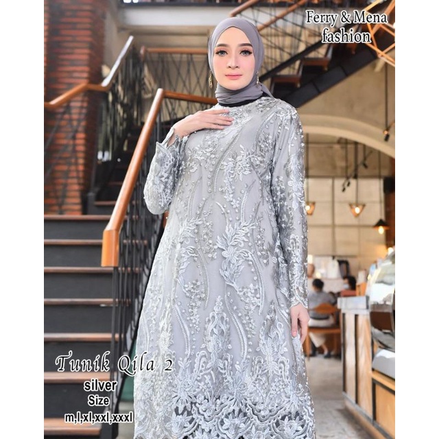 Terlaris!! Setelan Kebaya Qila 2 / Kebaya Tunik Jumbo / Kebaya Tulle Big Size