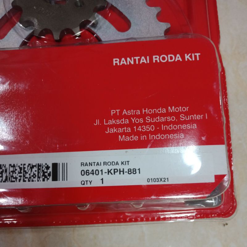 0GEAR GIR RANTAI SET KPH KARISMA 2002-2005 SUPRA X 125 2007-2014 ORIGINAL