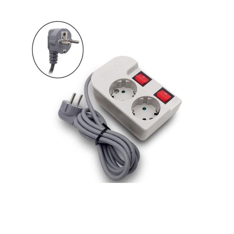 Stopkontak UTICON Arde Saklar 2 Soket + Kabel (ST-1282 SW)