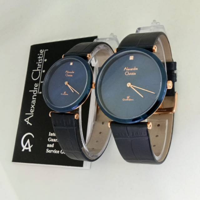 Jam Alexandre Chtistie Couple AC 8577 MH/LH Blue Rosegold