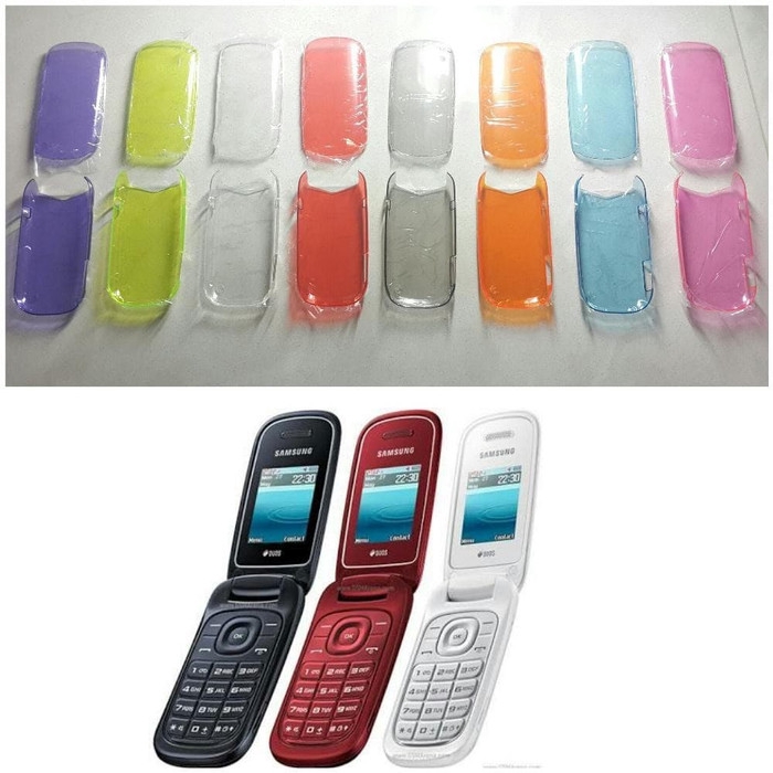 Case casing samsung caramel e1272 flip transparan warna warni