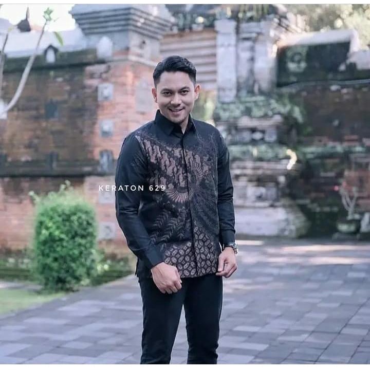 Kemeja batik pria lengan panjang HITAM S M L XL XXL BATIK PRABU KEKINIAN TERBARU Ori Ngudi