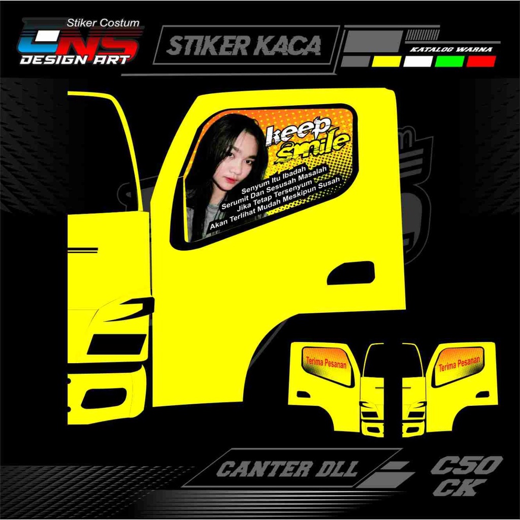 stiker kaca pintu truk/canter/all pickup stiker variasi kaca pintu mobil truk/canter/pickup