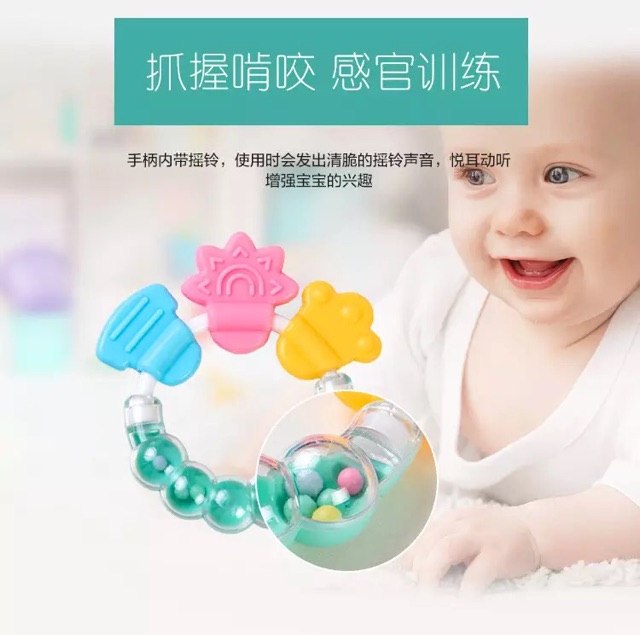 [BABY EL STORE] Mainan Bayi Genggam Gigit Kincringan Plastik Silikon Baby Teethering Toys Rettle