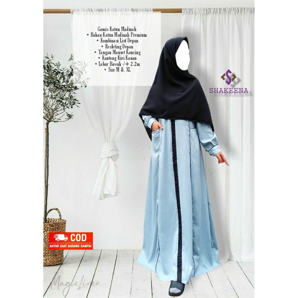 Gamis syari Adem terbaru katun madinah kombinasi