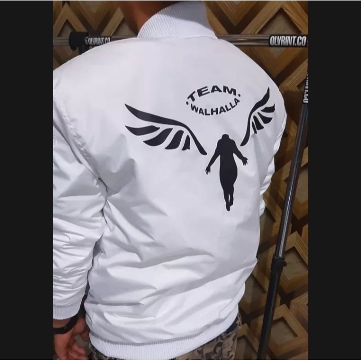 Jaket Bomber Valhalla Putih - Jacket Bomber Pria Dan Wanita