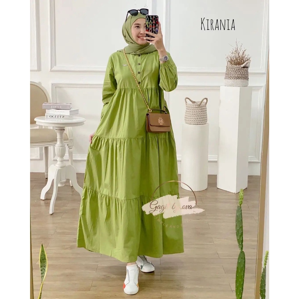 GAMIS WANITA KIRANIA DRESS BAHAN KATUN RAYON LD 110 CM PB 130 CM MIDI DRESS MUSLIM / MIDI DRESS KATUN RAYON / GAMIS WANITA TERBARU 2023 KEKINIAN / MIDI DRESS WANITA CASUAL / GAMIS MIDI DRESS KOREAN STYLE / GAMIS BUSUI JUMBO