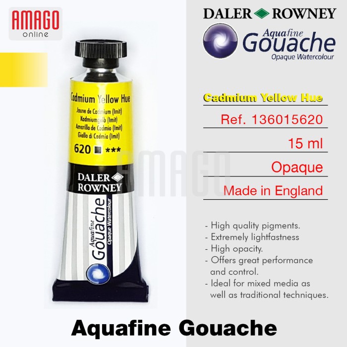 

Cat Air Lukis DALER-ROWNEY Aquafine Gouache Opaque Watercolour 15 ml - Cadmium Yellow Hue - 136015620