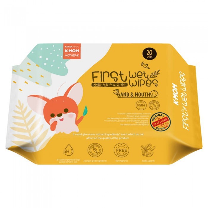 K-mom First Hand &amp; Mouth Baby Wipes 20 Pcs