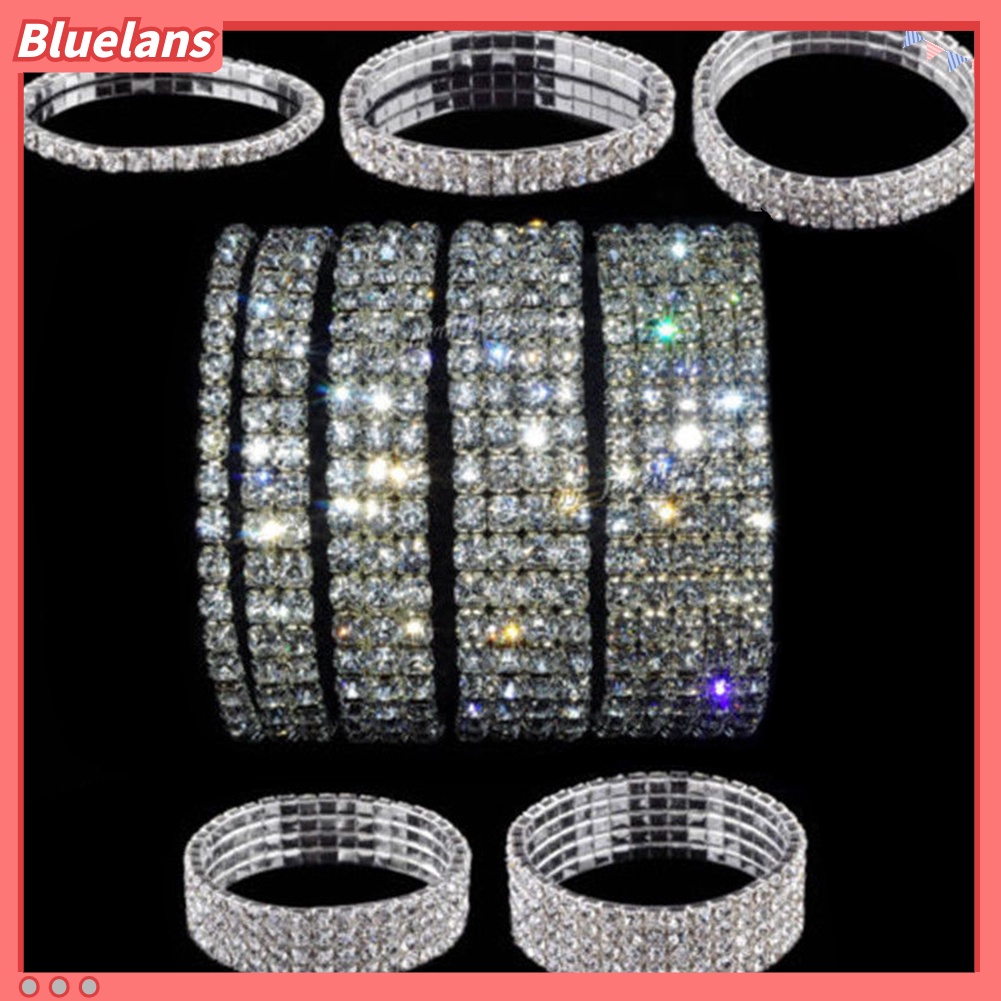 Bluelans Crystal Rhinestone Stretch Bracelet Bangle Wristband Elastic Wedding Bridal Gift