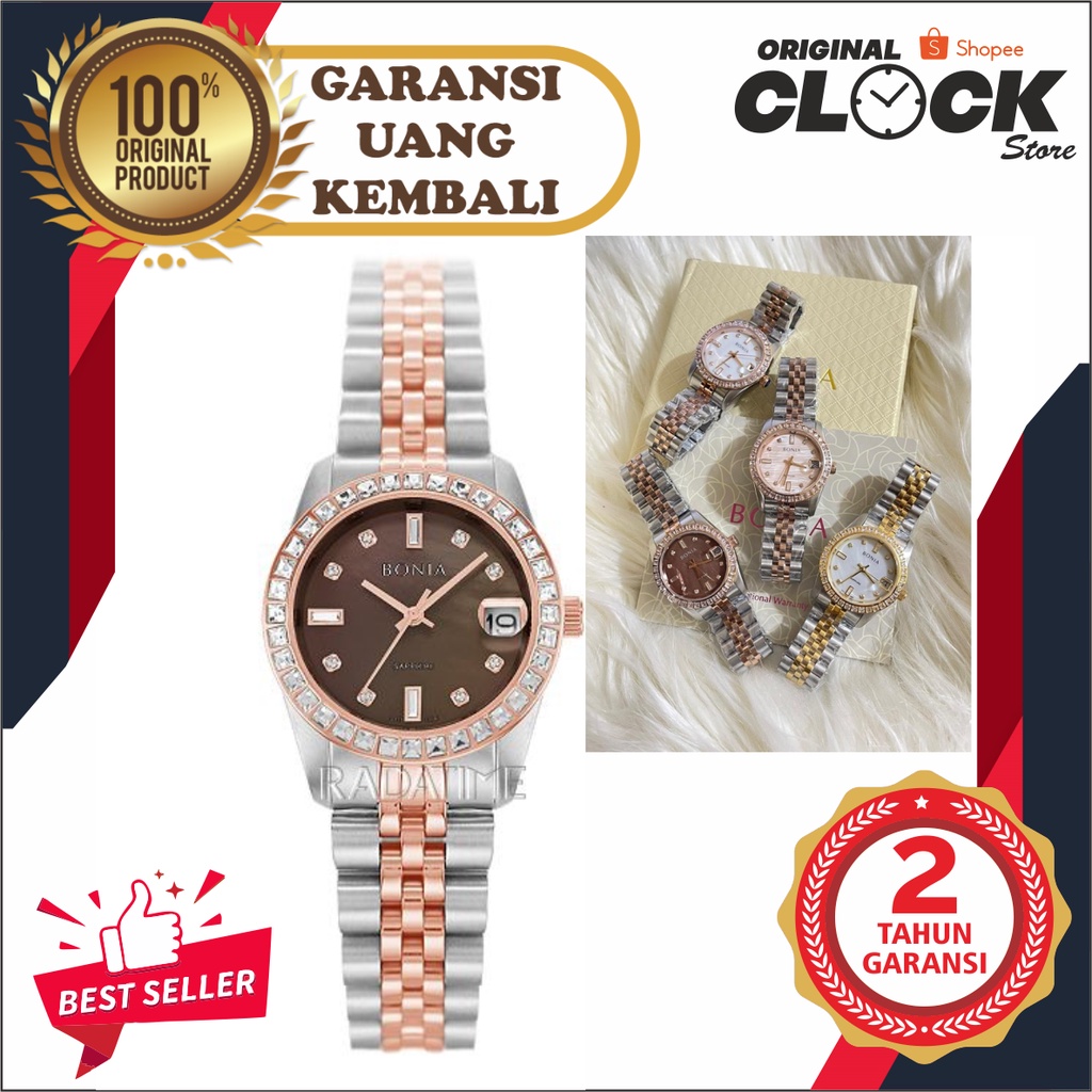 JAM TANGAN PRIA WANITA | RANTAI | KULIT | KARET | MURAH | - BONIA BNB 10087 FOR LADIES BATERAI ALL S