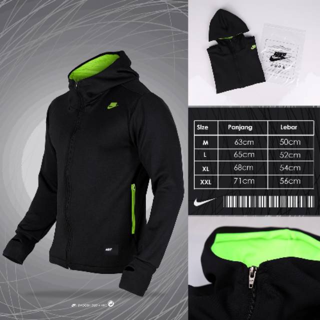 NIKE TRAINING JACKET THUMBHOLE (BLACK) - JAKET NIKE - GRADE ORI