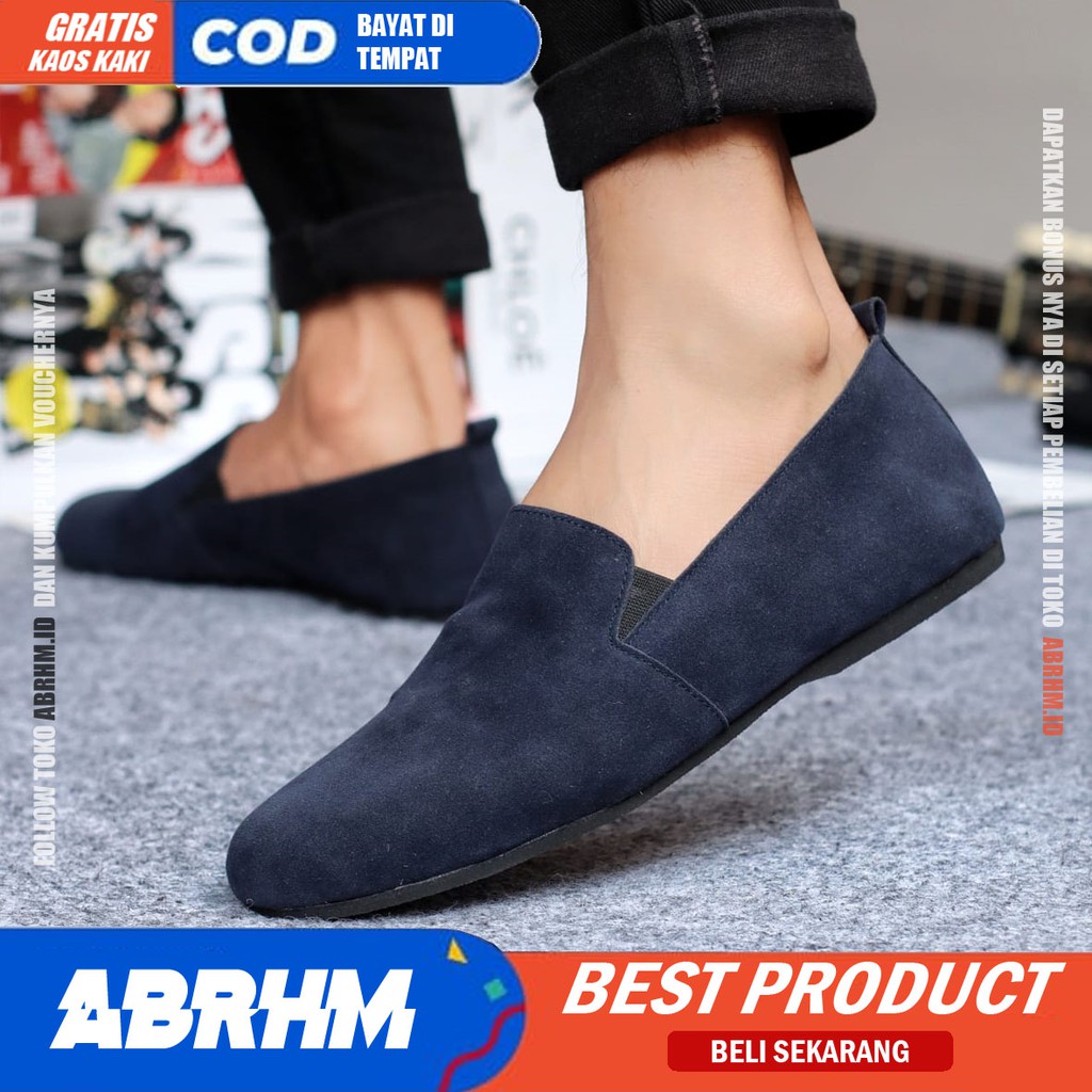 ABRHM X CHORD Sepatu Slip On Pria Sepatu Casual Pria Kulit PU AntiSlip Cowok/Cowo Sepatu Pria Casual