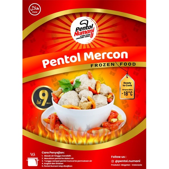 (BISA COD) Pentol Mercon Frozen Isi 9 Jumbo Vacuum (Sudah Termasuk Bumbu Kuah untuk 1 Liter Air)