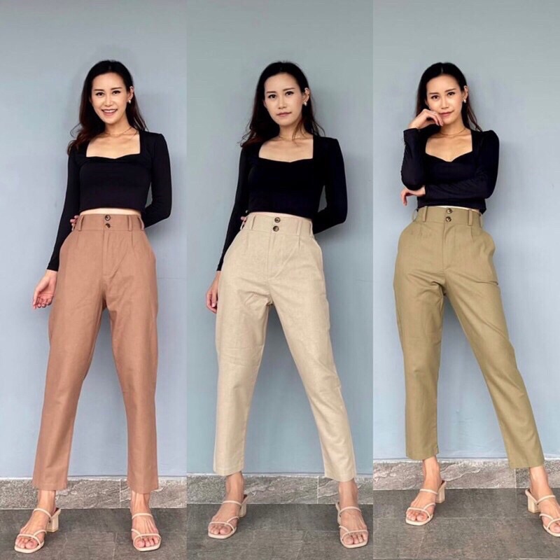 High Waist Linen Pants Kiara - Celana Wanita