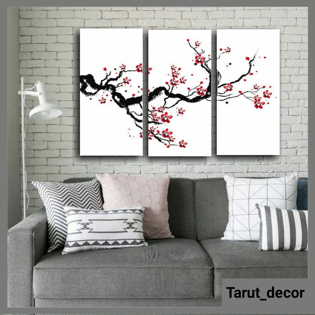 Tarut homedecor hiasan dinding rumah atau kantor 1 set gambar bunga sakura