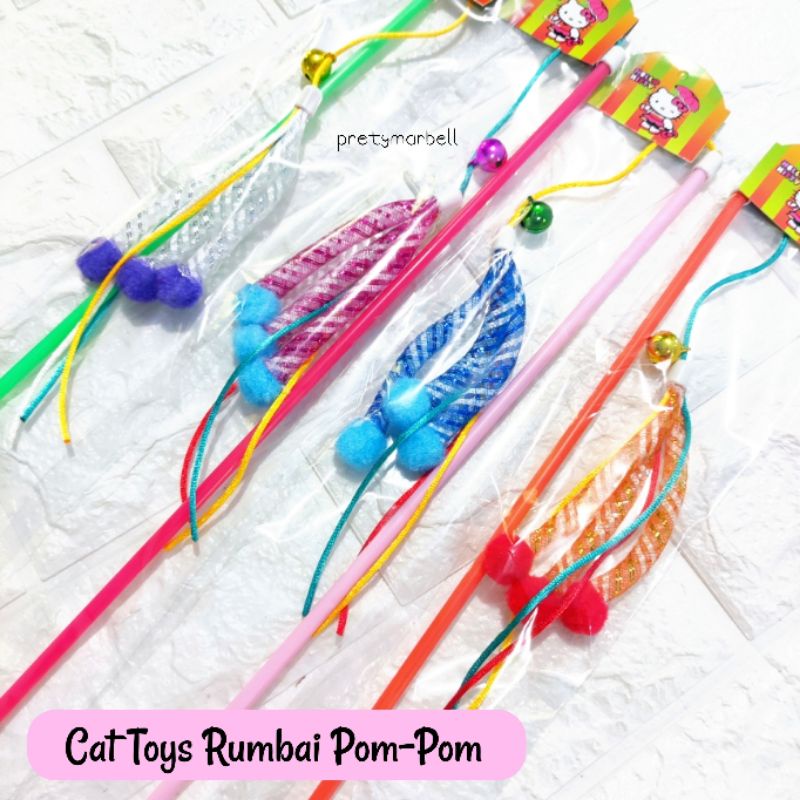 Mainan Kucing Cat Toys Stick Mainan Rumbai Pom-Pom Hewan Kucing